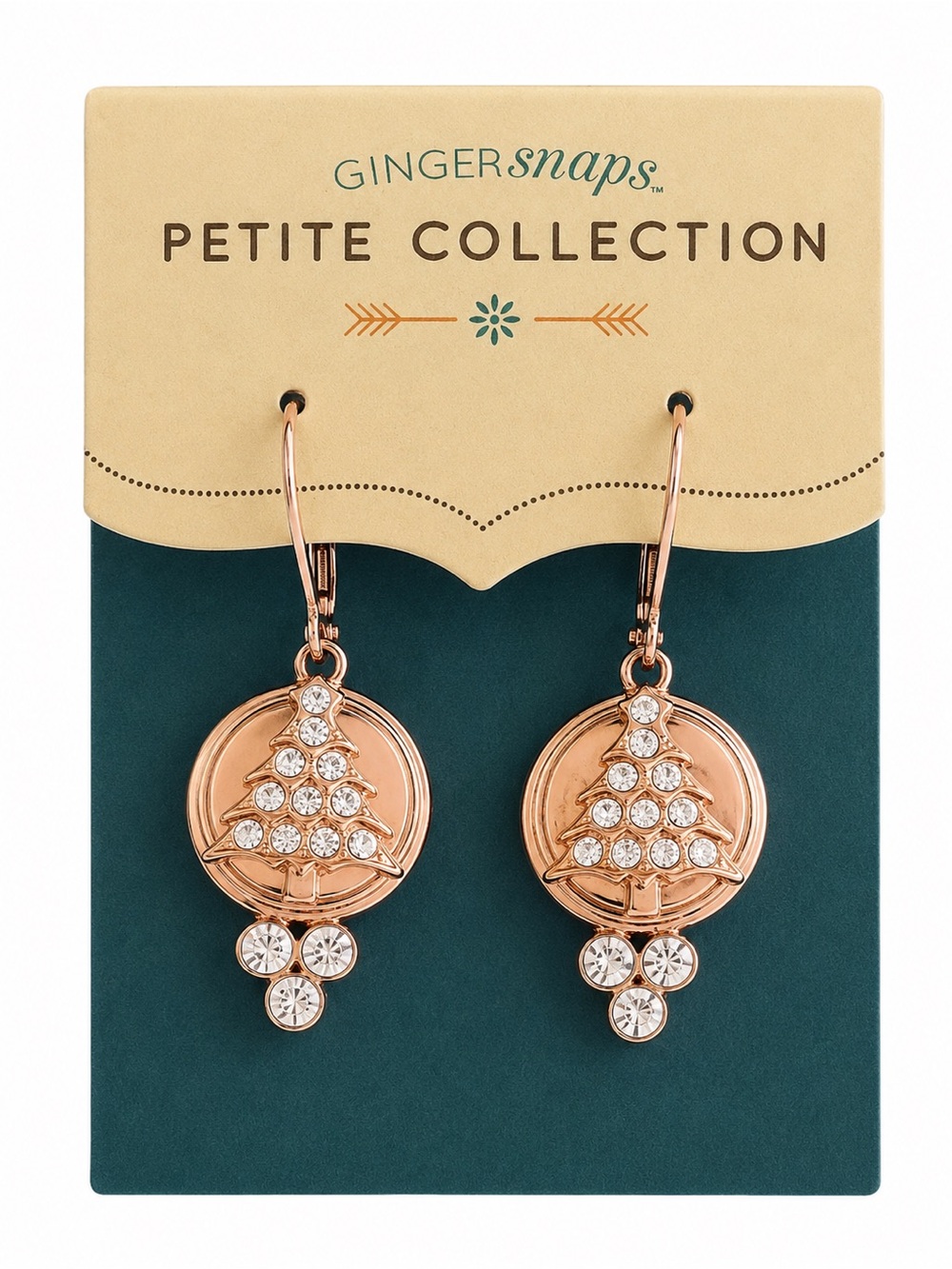 Ginger Snaps Petite Rose Gold Christmas Tree Leverback Earrings Set